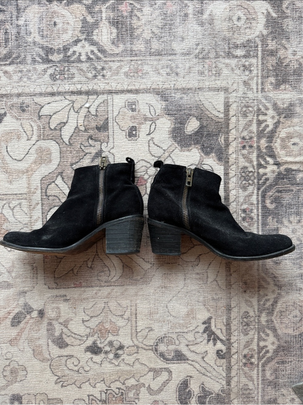 Diesel Black Suede Ankle Booties with Side Zipper